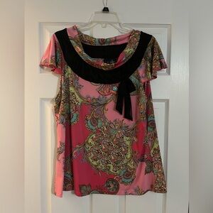 Apt. 9 Pink and Black Paisley Blouse